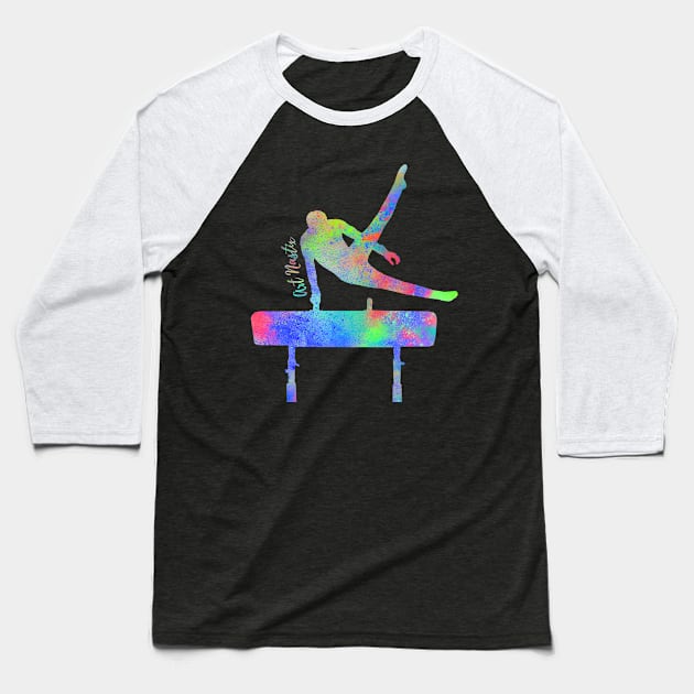 Male Gymnast Silhouette Art - Pommel Horse Baseball T-Shirt by Art Nastix Designs
